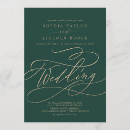 Romantisk Grönt Calligraphy | Bröllop, blommande Inbjudningar