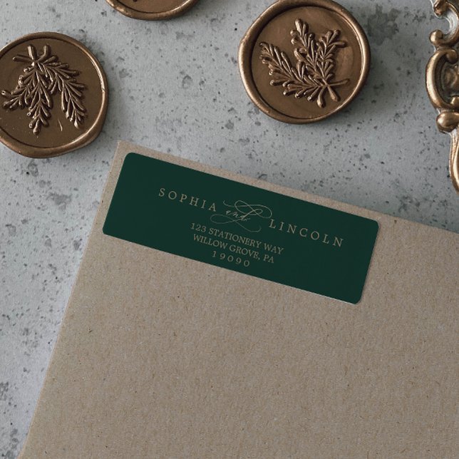 Romantisk Grönt Calligraphy Return-adressetikett Returadress Etikett (Skapare uppladdad)