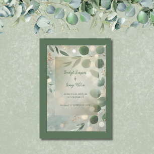 Romantisk Grönt Eucalyptus Bröllop Inbjudningar