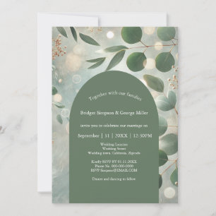 Romantisk Grönt Eucalyptus Bröllop Inbjudningar