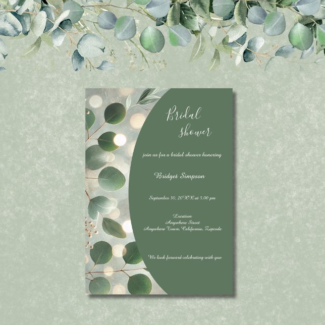 Romantisk Grönt Eucalyptus möhippa Inbjudningar (Skapare uppladdad)