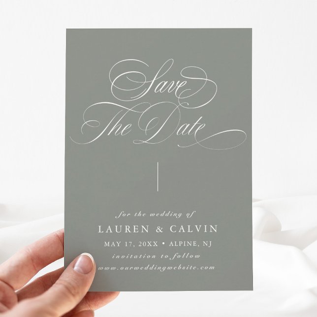 Romantisk Grönt för calligrafi Spara Datumet (Skapare uppladdad)