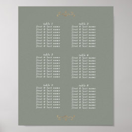 romantisk grönt klassisk guld monogram bröllop poster