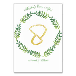 Romantisk Grönt Löv - Bröllop bord-kort 8 ring Bordsnummer
