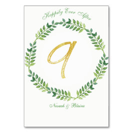 Romantisk Grönt Löv - Bröllop bord-kort 9 ring Bordsnummer