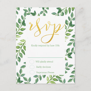 Romantisk Grönt Löv - OSA Bröllop Card Kort