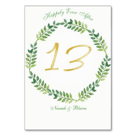 Romantisk Grönt Lövs - Bröllop bord-kort13 ring Bordsnummer