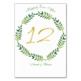 Romantisk Grönt Lövs - Bröllop bord-kort 12ring Bordsnummer