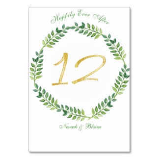 Romantisk Grönt Lövs - Bröllop bord-kort 12ring Bordsnummer
