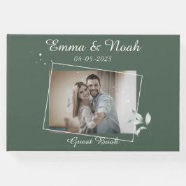 Romantisk Grönt Lövs Bröllop Photo Gästböcker
