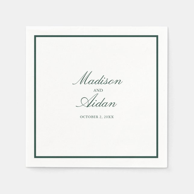 Romantisk Grönt Personligt bröllp Napkins Pappersservett (Framsidan)