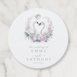 Romantisk Grönt Svan par Bröllop Gåvor Etiketter