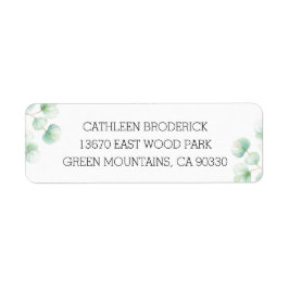 Romantisk Grönt Vattenfärgsetikett Eucalyptus Löv  Returadress Etikett