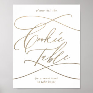 Romantisk gul kalligrafi kakor bordsskylt poster