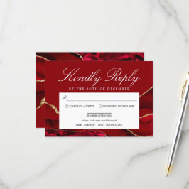 Romantisk & guld Agate bröllops RSVP-kort OSA Kort