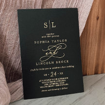 Romantisk guld folie | Svart monogram bröllop