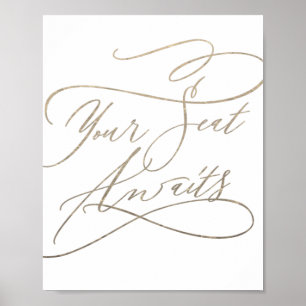 Romantisk Guld-kalligrafi din sätesskylt Poster