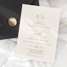 Romantisk Guld Kalligrafi | Ivory Monogram Bröllop
