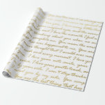Romantisk guld modern typsnitts typografi bröllop presentpapper<br><div class="desc">Bröllopspresenter i en modern "I Love You"-typografi med oäkta guld gör en fantastisk presentation. Perfekt för nygifta,  möhippor,  bröllopsfester,  nya hem,  förlovningsfiranden och mer.</div>