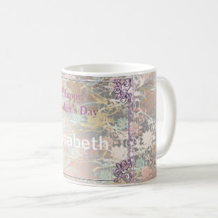 Romantisk, guld, teal,, akvarell, chic, blom- kaffemugg