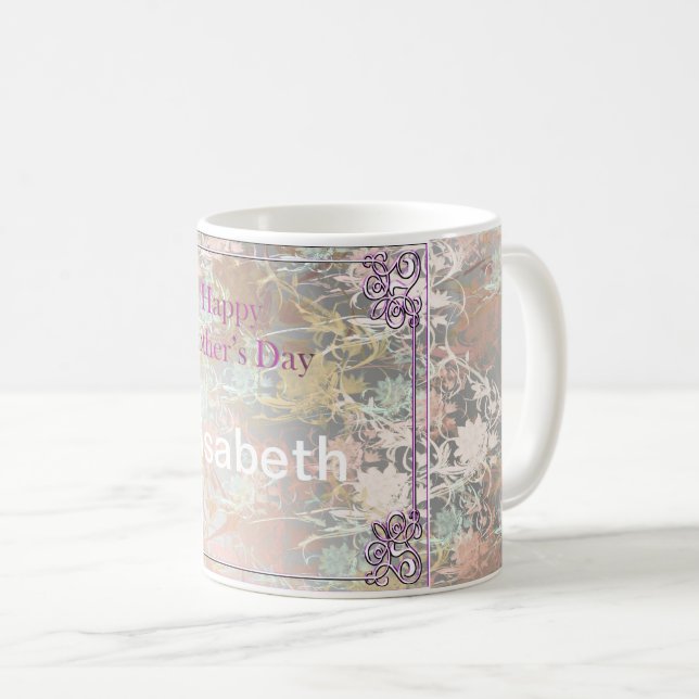 Romantisk, guld, teal,, akvarell, chic, blom- kaffemugg (Framsida höger)