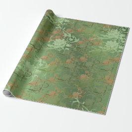 Romantisk, guld, turkos,, Akvarell, Chic, Blommig Presentpapper