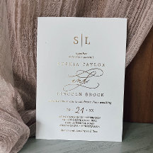 Romantisk guldfärgad folkalligrafi Monogram Bröllo