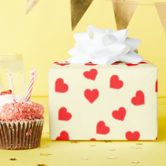 Romantisk Gult för Red Heart Mönster Pastel Presentpapper