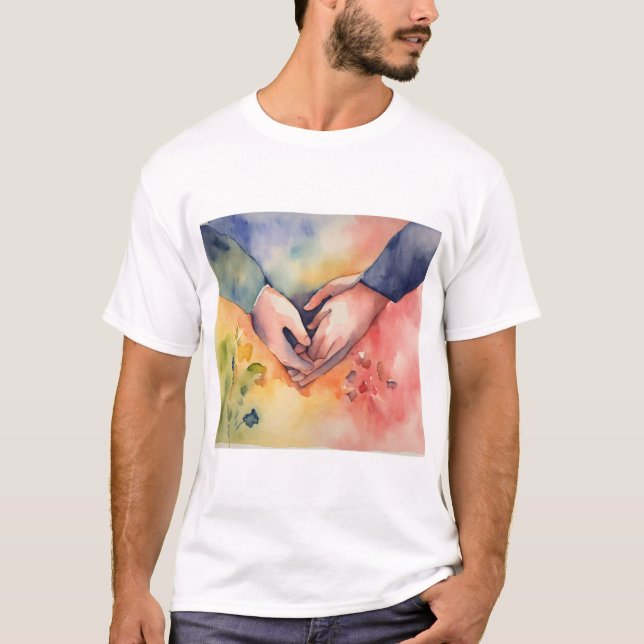 Romantisk hand tillsammans t shirt (Framsida)