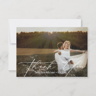 Romantisk handskriven bröllopsfotografi tack kort