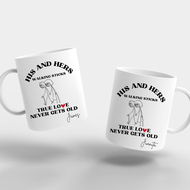 Romantisk Hans och Hers Äkta kärlek blir aldrig ga Kaffemugg (Skapare uppladdad)
