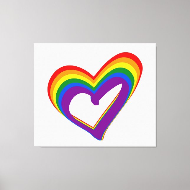 Romantisk HBT Rainbow Flagga Heart Gay pride Kärle Canvastryck (Framsida)