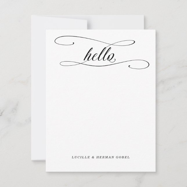 Romantisk Hej Calligraphy Personlig Stationery Anteckningskort (Framsida)