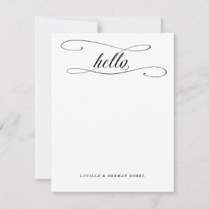 Romantisk Hej Calligraphy Personlig Stationery Anteckningskort