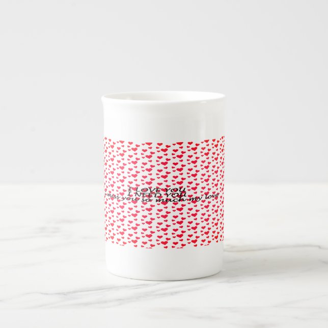 Romantisk, hjärtformad mönster benporslin mugg (Framsidan)