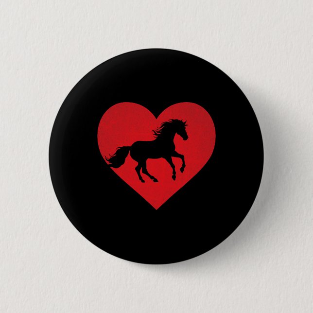 Romantisk Hjärtformade häst Equestrian Älskare Val Knapp (Framsida)