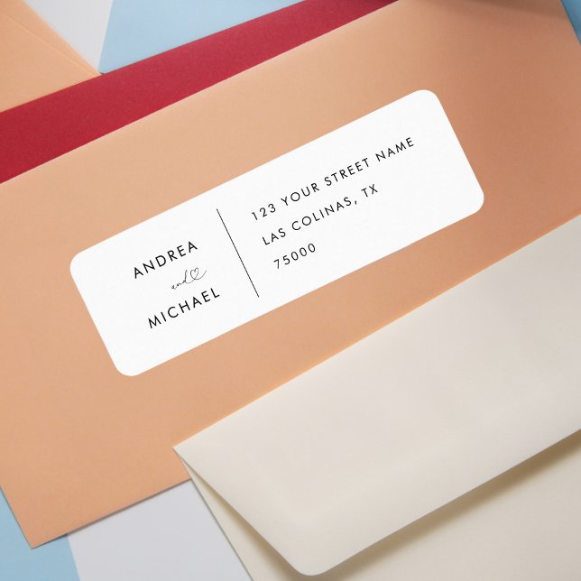 Romantisk hjärtskript - minimalistisk modern Bröll Returadress Etikett (Skapare uppladdad)