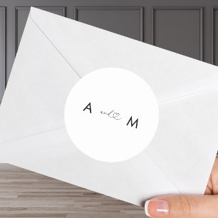 Romantisk hjärtskript - minimalistisk modern Bröll Runt Klistermärke