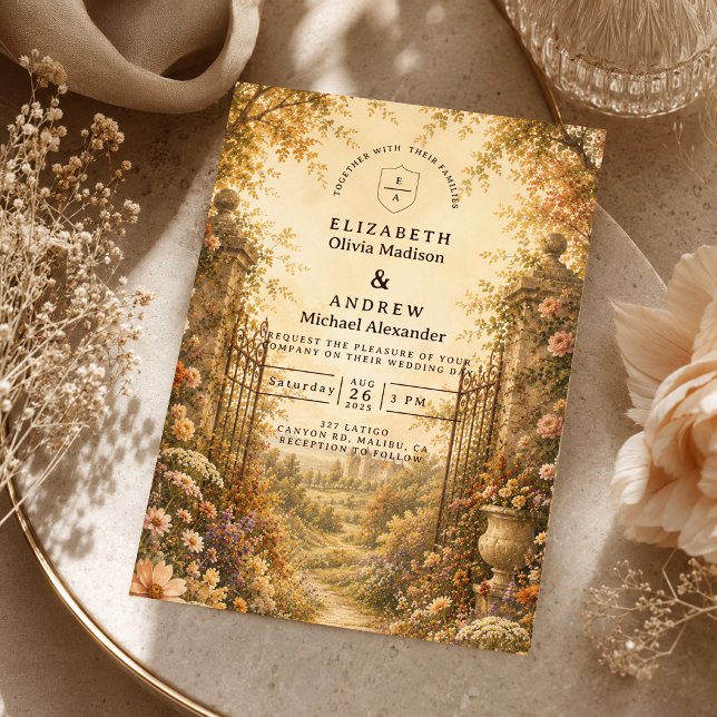 Romantisk höstbröllop med vilda blommor inbjudningar (Skapare uppladdad)
