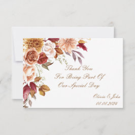 ROMANTISK HÖSTFÄRG BRUDKVÄLLSAK  TACK KORT