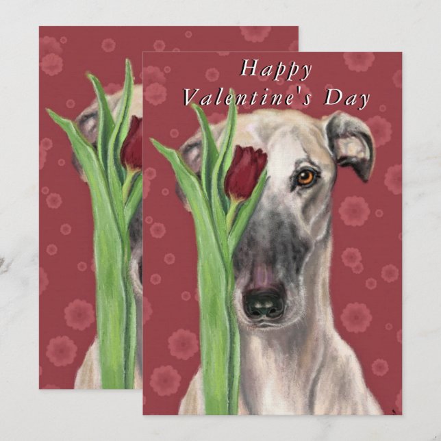 Romantisk Hund med blomma på alla hjärtans dagskor (Fram/baksida)