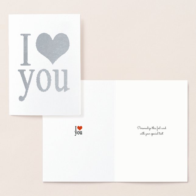 romantisk I kärlek du hjärta silver Folierat Kort (Display)