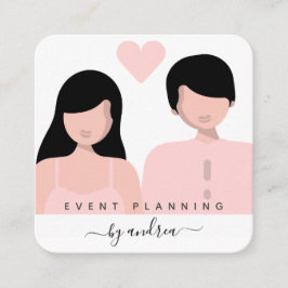 Romantisk illustration av brudpar bröllop fyrkantigt visitkort