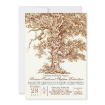 Romantisk inbjudan till ett gammalt oak träd-rusti