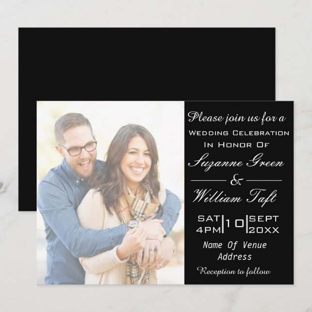 Romantisk inbjudan till fotobröllop (Fram/baksida)