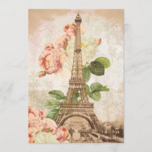 Romantisk inbjudan till Paris Rosa ros Vintage 
