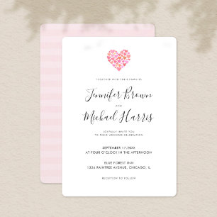 Romantisk inbjudan till Rosa Heart Wedding