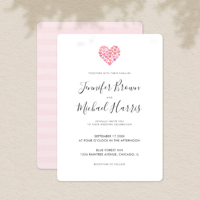 Romantisk inbjudan till Rosa Heart Wedding (Skapare uppladdad)