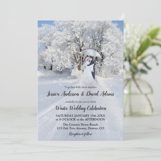 Romantisk inbjudan till Winter Wonderland Wedding (Stående Fram)