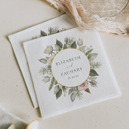 Romantisk ivoriansk Blommigt Wandan Bröllop Pappersservett